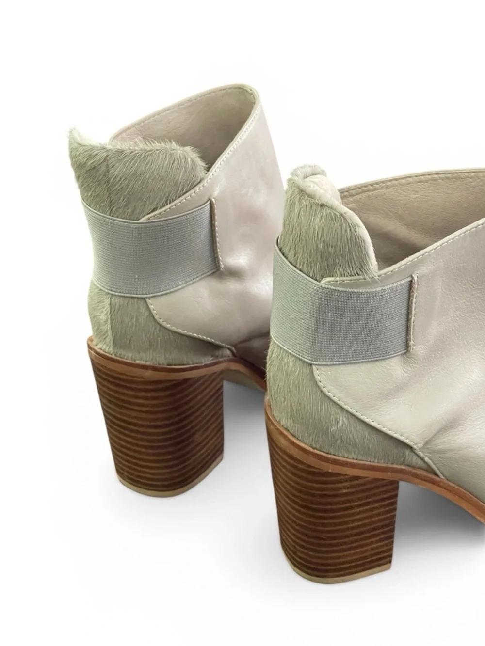 Sol Sana Monk Dove Gray (Greige) Leather Ankle Boots Sz 41 US 10 Calf Hair